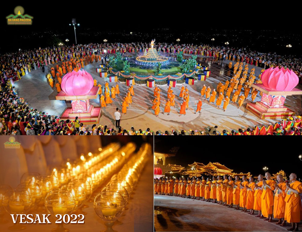 A lantern parade at Ba Vang Pagoda, Vietnam - a spectacular sight to behold on Vesak Day
