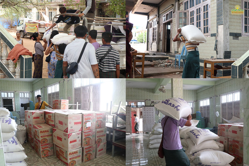 From Mandalay, the relief trucks continued their journey to Sagaing and delivered supplies to Shwe Thama Monastery to prepare for further distribution