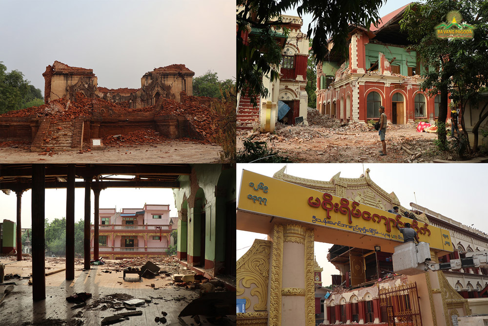 Photos captured at local monasteries in Mandalay after the recent 7.7-magnitude earthquake. Many buildings have nearly collapsed completely, leaving residents unable to remain in their homes