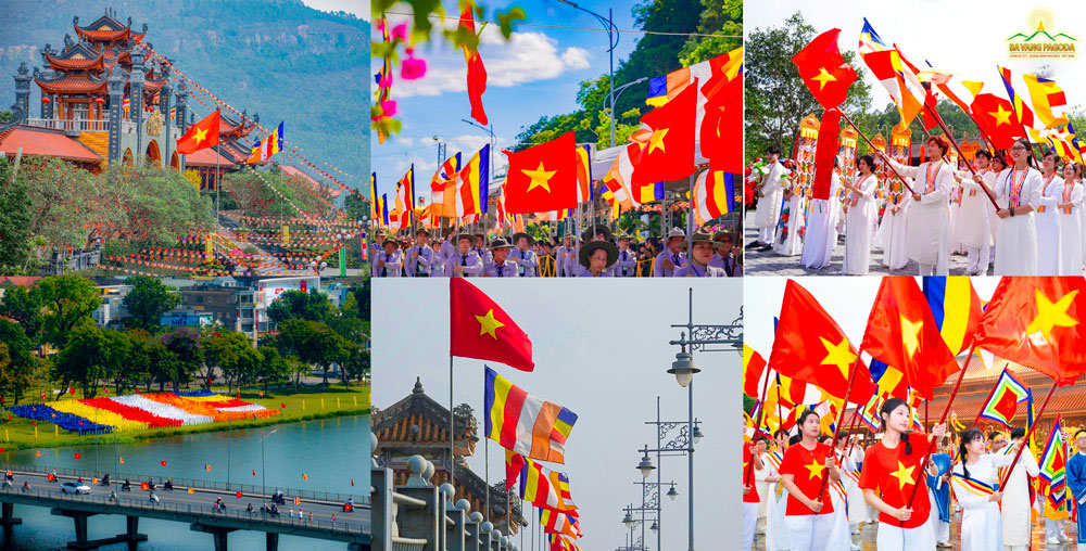 The Buddhist flag has become a noble symbol, often displayed alongside the Vietnams national flag