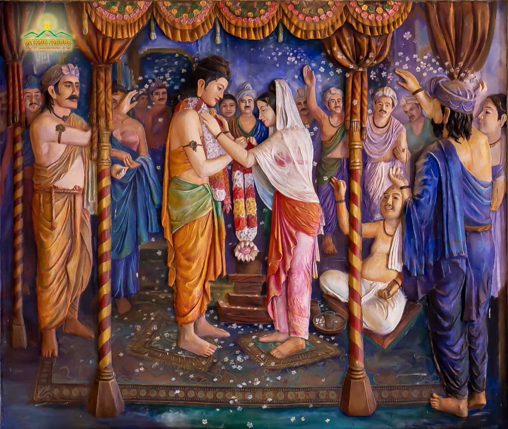 Worried about the prophecy of the hermit seer Asita that Prince Siddhartha would become a monk, King Suddhodana arranged for him to be married to Princess Yasodhara.