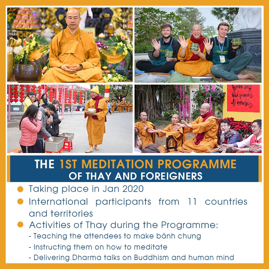 The 1st meditation programme of Thay and foreigners.