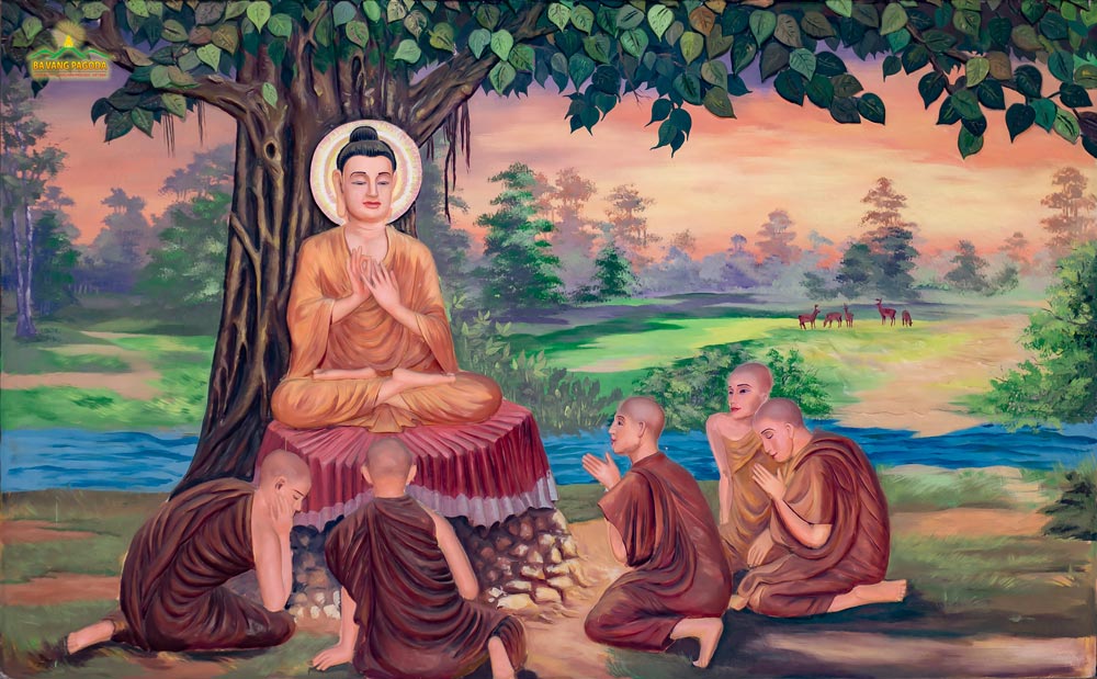 After attaining enlightenment, the Buddha first preached the Four Noble Truths to Annata Kondanna and his four brothers.