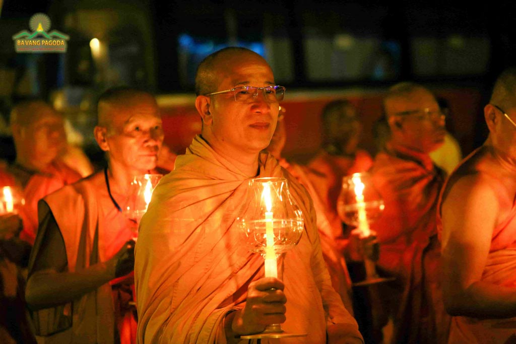 Thay Thich Truc Thai Minh — the Abbot of Ba Vang Pagoda, Vietnam, in the Lantern Parade to offer to the Buddha